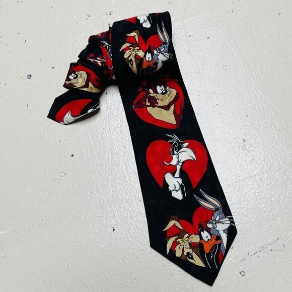 Looney Tunes Mens Vintage Silk Neck Tie Bugs Bunny Daffy Duck Wylie Coyote Taz
